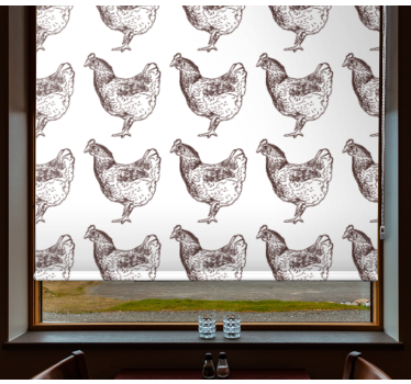 Charmant kippenpatroon rolgordijn dieren - TenStickers