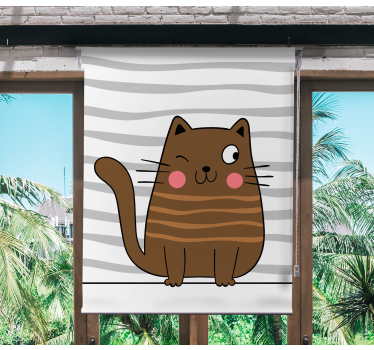 Charmante cartoonkat rolgordijn dieren - TenStickers