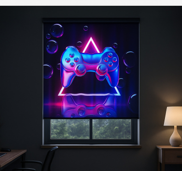 Chromen neon bubble controller gamer rolgordijn - TenStickers