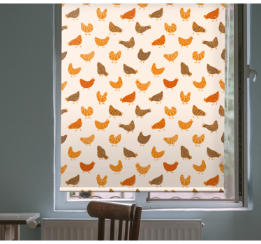 Meer dieren keuken rolgordijn Oranje en bruin vogelpatroon - TenStickers