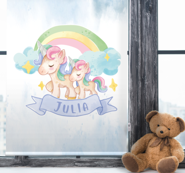 Eenhoorn avontuur kinderkamer rolgordijn - TenStickers