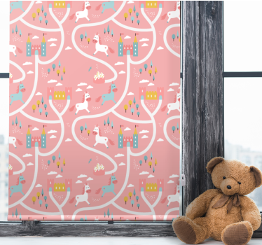 Kastelen en eenhoorns kinderkamer rolgordijn - TenStickers