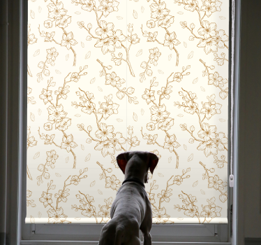 Eenvoudig beige bloesempatroon rolgordijn bloemen en planten - TenStickers