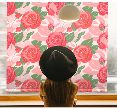 Elegant rozenpatroon rolgordijn bloemen en planten - TenStickers