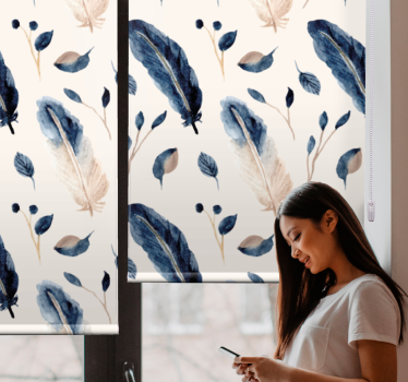 Elegant verenpatroon rolgordijn bloemen en planten - TenStickers