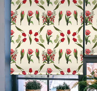Elegante beige opstelling rolgordijn bloemen - TenStickers
