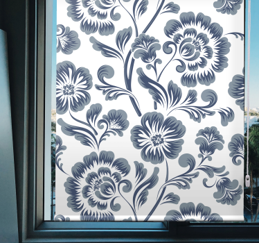 Elegante grijze patronen rolgordijn bloemen - TenStickers