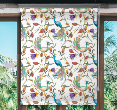 Elegante pauwbloem rolgordijn bloemen en planten - TenStickers