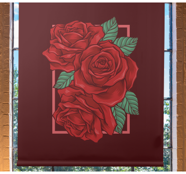 Elegante rode rozen rolgordijn bloemen en planten - TenStickers