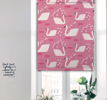 Elegante zwanen en bloesems rolgordijn bloemen en planten - TenStickers
