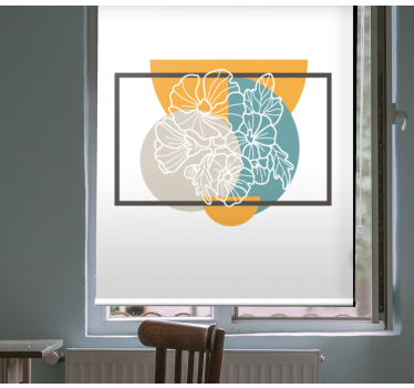 Minimalistisch abstract frame rolgordijn bloemen en planten - TenStickers