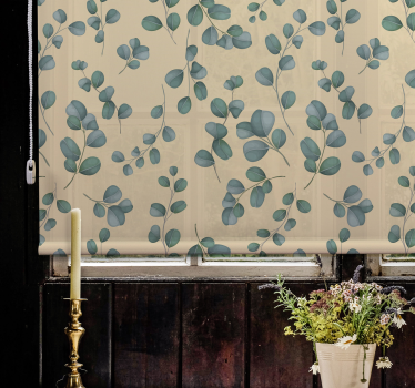 Eucalyptusbladpatroon rolgordijn bloemen en planten - TenStickers