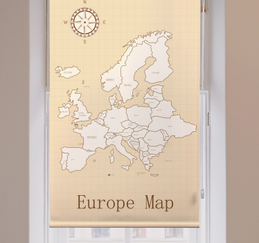 Europa op beige achtergrond wereldmap rolgordijn - TenStickers