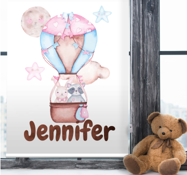 Heteluchtballon met naam kinderkamer rolgordijn - TenStickers