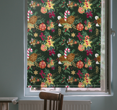 Feestelijke snoep elementen rolgordijn bloemen - TenStickers