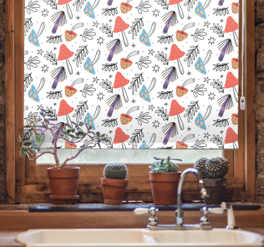 Funky bloemenontwerp rolgordijn bloemen en planten - TenStickers
