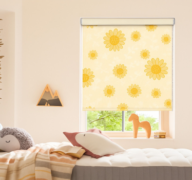Geel zonnebloempatroon kinderkamer rolgordijn - TenStickers