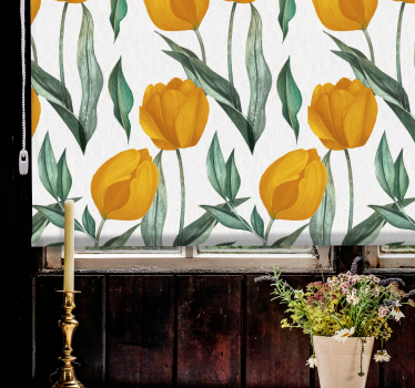 Gele tulpenbloemen rolgordijn bloemen en planten - TenStickers