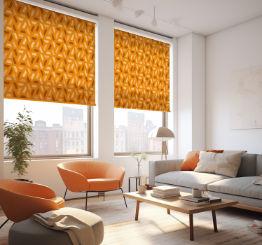 Geometrische oranje tinten rolgordijn woonkamer - TenStickers