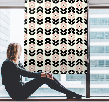 Geometrische herhaling beige rolgordijn bloemen - TenStickers