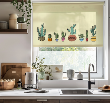 Getekende stijl Cactus jaloezie - TenStickers