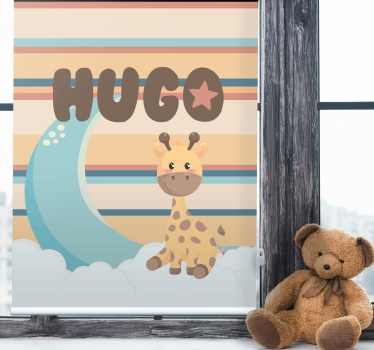 Giraffe met wolken rolgordijn babykamer - TenStickers