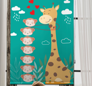 Giraffe aap liefde rolgordijn meer dieren - TenStickers