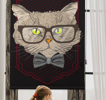 Grappige rolgordijn Kat met bril - TenStickers