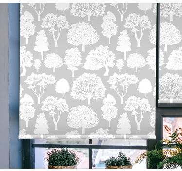 Grijs en witte silhouetten rolgordijn bomen - TenStickers