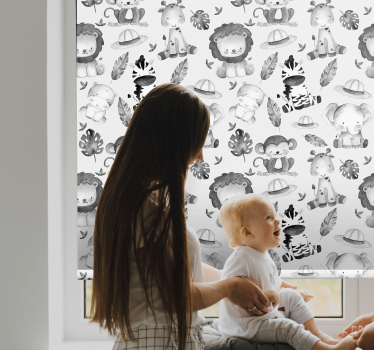 Grijze babydieren kinderkamer rolgordijn - TenStickers