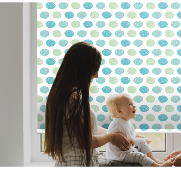 Groene en blauwe stippen kinderkamer rolgordijn - TenStickers