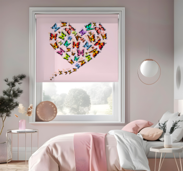 Hart ontwerp rolgordijn vlinders - TenStickers
