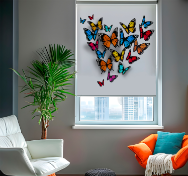 Helder kleurrijk Vlinder rolgordijn woonkamer - TenStickers
