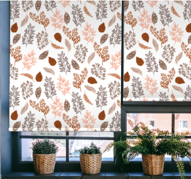 Herfstbruin patroon rolgordijn bloemen en planten - TenStickers