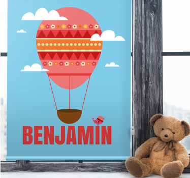 Kinderkamer rolgordijn luchtballon met naam - TenStickers