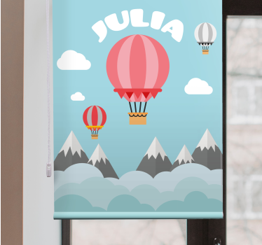 Heteluchtballonnen met naam kinderkamer rolgordijn - TenStickers