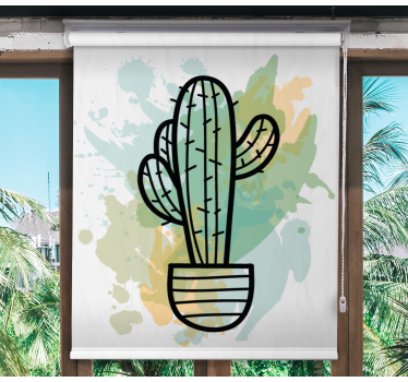 Hoofdslaapkamer rolgordijnën Aquarel cactus - TenStickers
