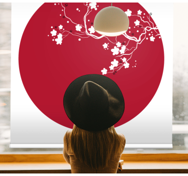 Japanse kersencirkel rolgordijn bloemen - TenStickers