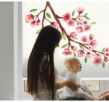 Kersenbloesem tak rolgordijn bloemen en planten - TenStickers