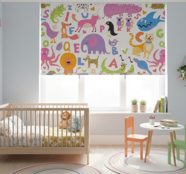 Kinderkamer rolgordijn alphabet dieren - TenStickers