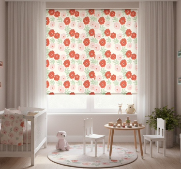 Kinderkamer rolgordijn anemoon bloemenpatroon - TenStickers