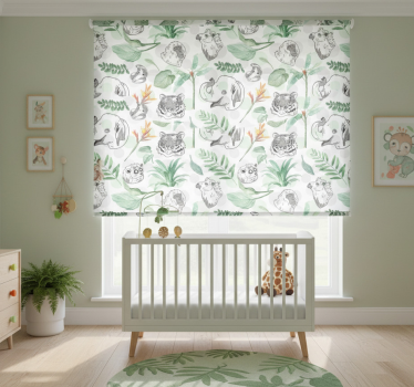 Kinderkamer rolgordijn aquarel tropische dieren en planten - TenStickers