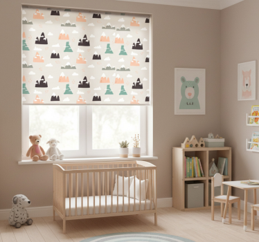 Kinderkamer rolgordijn bergen patroon - TenStickers