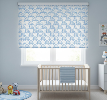 Kinderkamer rolgordijn blauwe autolijnen - TenStickers