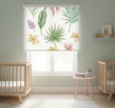 Kinderkamer rolgordijn bloemen en palmbomen - TenStickers