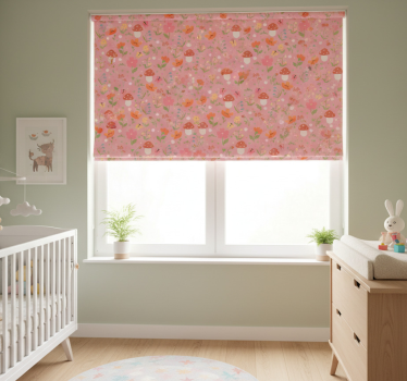 Kinderkamer rolgordijn bloemenpaddenstoelenpatroon - TenStickers