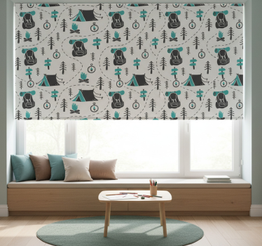 Kinderkamer rolgordijn camping natuurpatroon - TenStickers