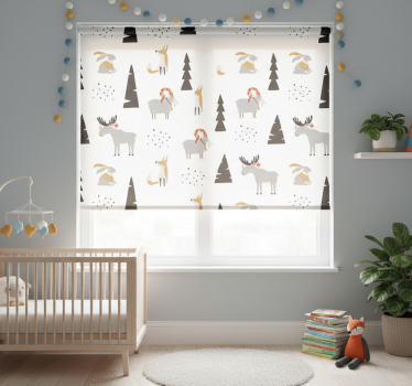 Kinderkamer rolgordijn dieren in de winter patroon - TenStickers