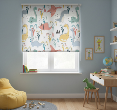 Kinderkamer rolgordijn dinosaurussen en bomen - TenStickers