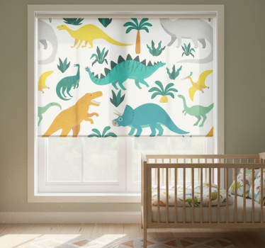 Kinderkamer rolgordijn dinosaurussen met bomen - TenStickers